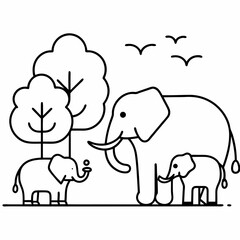 This fun and educational vector illustration coloring book features jungle animals like lions elephants and monkeys perfect for a jungle safari adventure