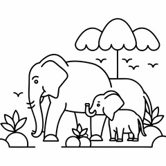 This fun and educational vector illustration coloring book features jungle animals like lions elephants and monkeys perfect for a jungle safari adventure
