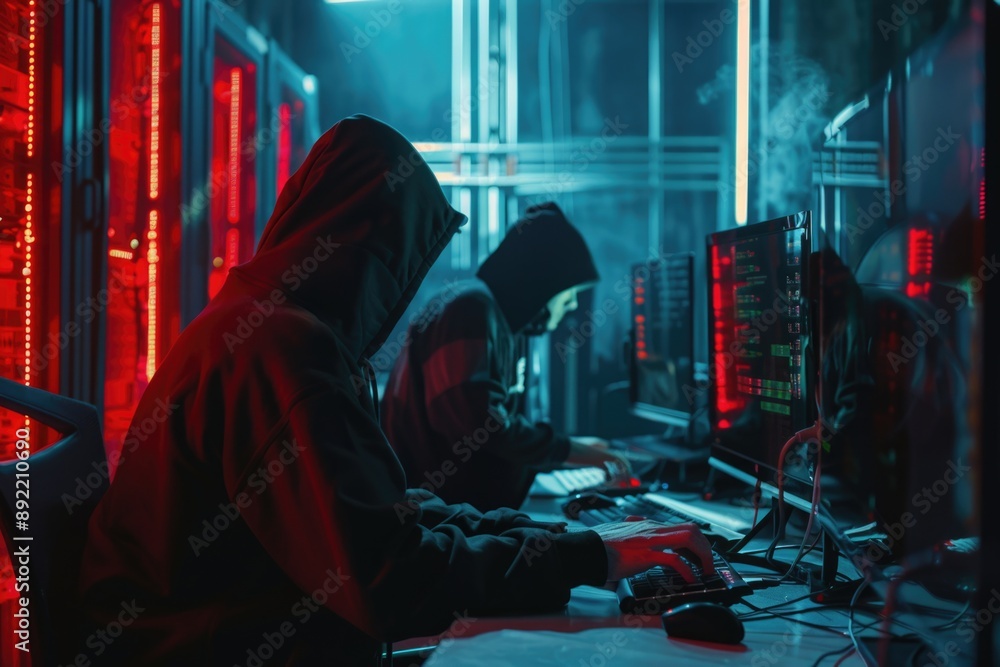 Poster A person wearing a hooded sweatshirt sits in front of a computer, likely working or browsing