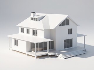 modern house with minimalist design isolated on white background.