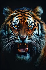 Fototapeta premium A Close-Up Portrait of a Roaring Tiger
