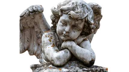 Naklejka premium Angel child statue clip art photo, white background