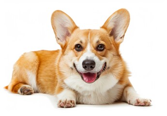 Adorable Smiling Corgi on a Pure White Background.