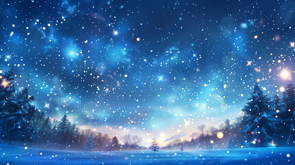 Christmas Eve sky filled with stars and magic Merry Christmas background.