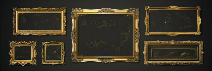 Vector set of realistic isolated golden frames