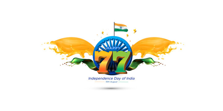 Happy India independence day. Glorious journey and anniversary celebration of India 77 years.