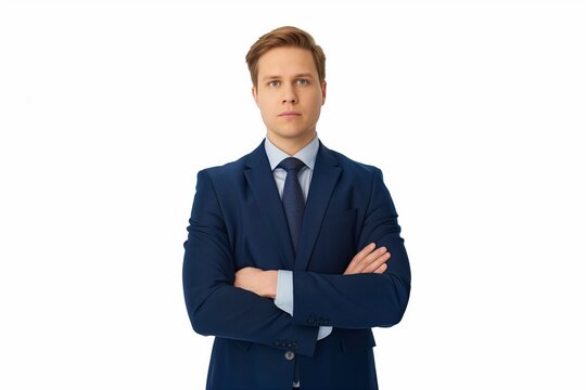 Isolated News Anchor Presenter Man in Suit Blank White Background Generative Illustration