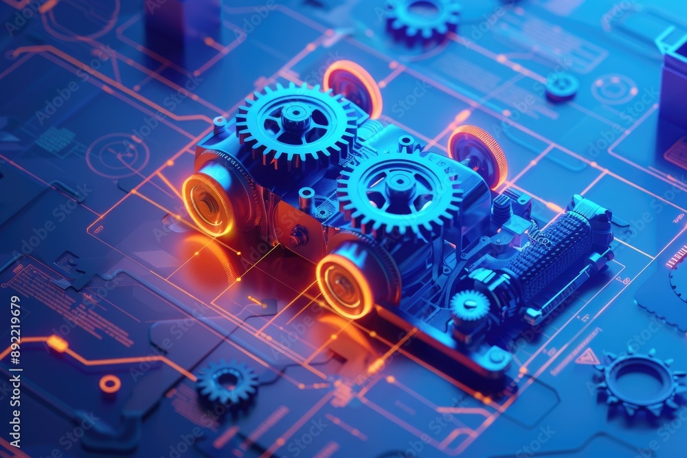 Poster a close-up of a car model on a circuit board