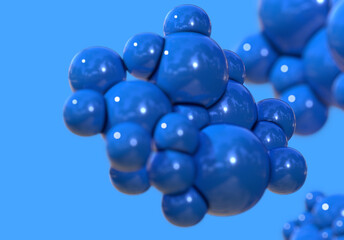 3d blue bubble abstract background render