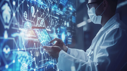 AI Artificial Intelligence technology.AI Assistant support. AI Optimization. Businessman innovation machine learning science network.