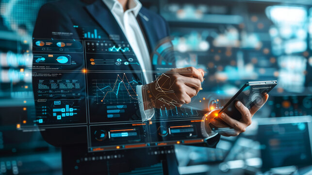 Businessman use AI technology support customer satisfaction and operational efficiency have significantly improved