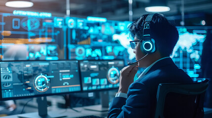 Businessman use AI technology support customer satisfaction and operational efficiency have significantly improved