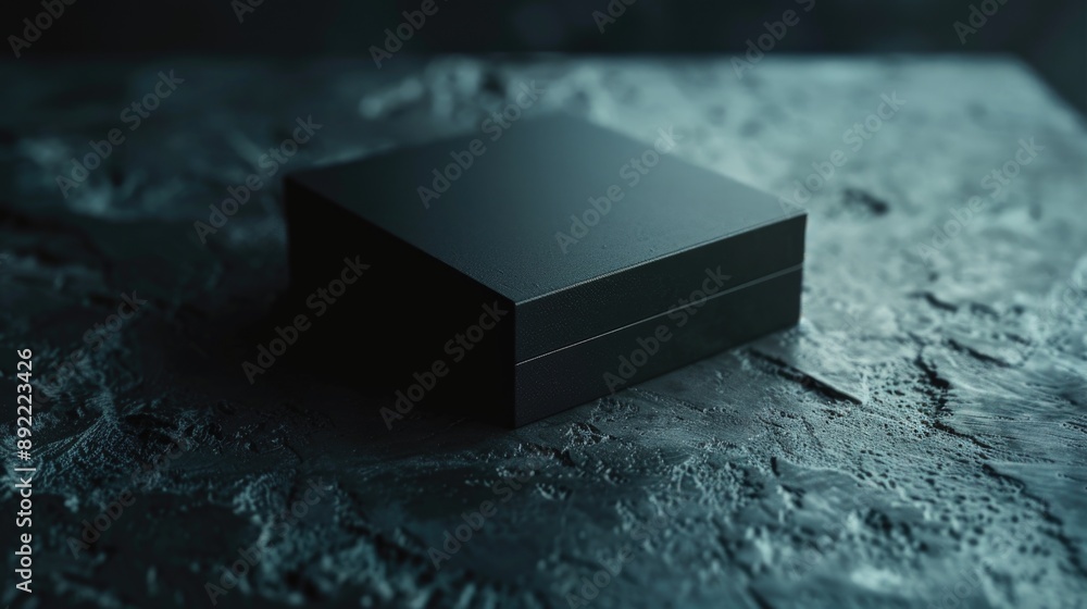 Aufkleber a black box sitting on a table, perfect for adding technology or innovation elements to your design