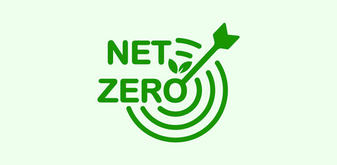 Net zero by 2050, carbon neutral. Net zero greenhouse gas emissions target Long-term climate-neutral strategy Vector illustration