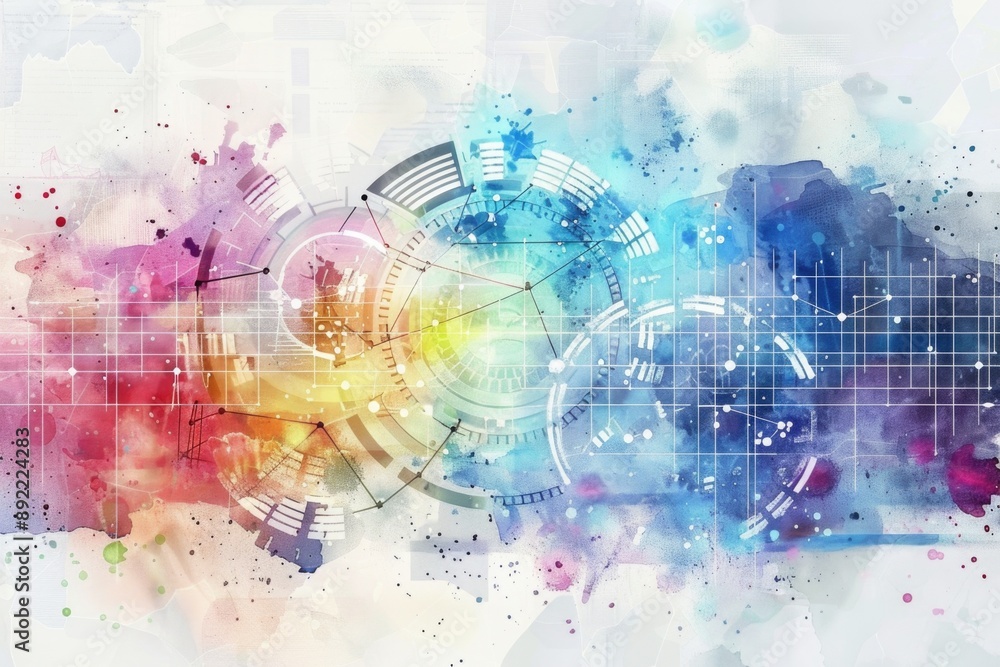Poster A vibrant abstract design featuring a clock as the central element