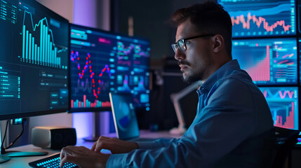 Businessman use AI technology for business management development
