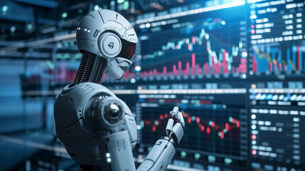 Fototapeta premium Businessman use AI technology for business management development