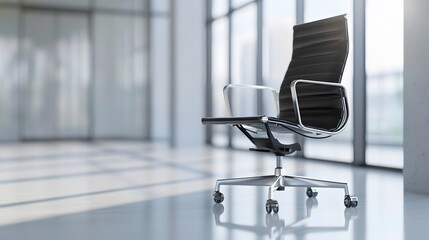 Searching for a new job opportunity. Office chair with blank search bar. Recruitment concept. 3D Render. 