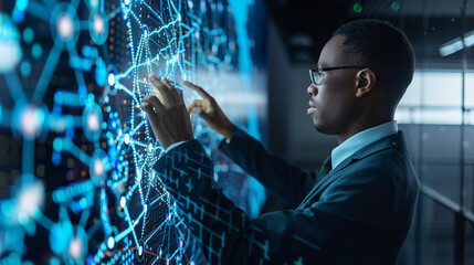 Businessman using AI technology enables advanced data analysis capabilities