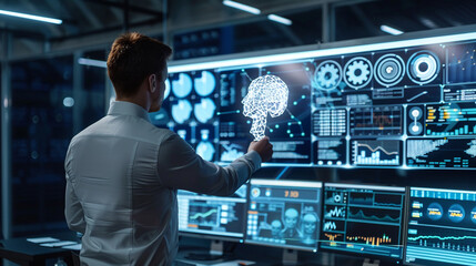 Businessman using AI technology enables advanced data analysis capabilities