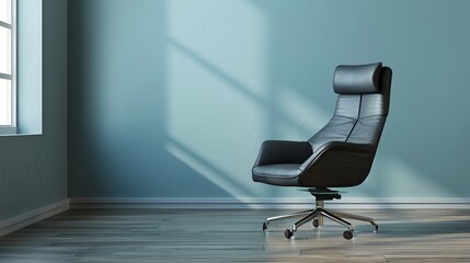 Searching for a new job opportunity. Office chair with blank search bar. Recruitment concept. 3D Render. 