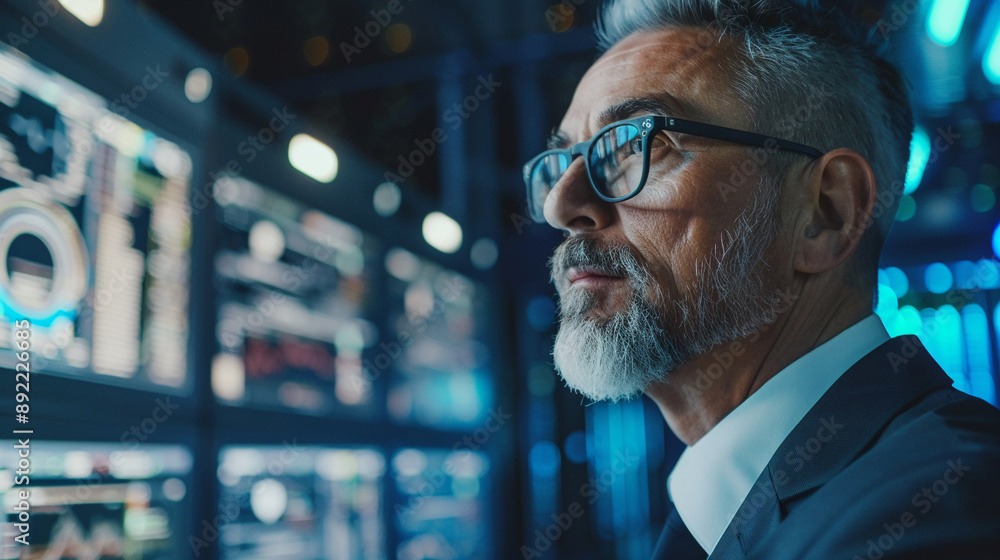 Poster businessman using ai technology for cybersecurity enhances threat detection and response capabilitie