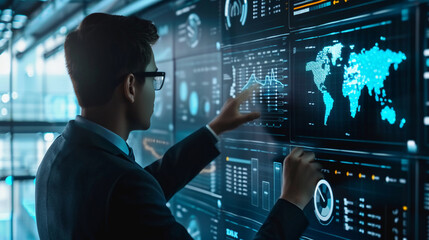 Businessman using AI technology enables advanced data analysis capabilities
