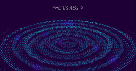 Digital dynamic waves. 3D ripple effect. Abstract sound waves. Vector illustration.