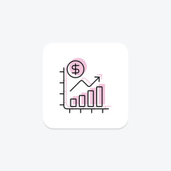 Fototapeta premium Trade Growth color shadow thinline icon , vector, pixel perfect, illustrator file
