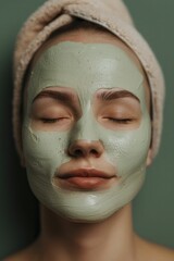 Fototapeta premium Applying facial masks for skin rejuvenation, promoting healthy and glowing skin.