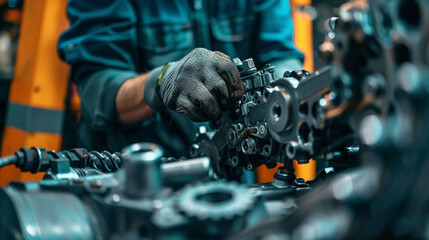 The engineer is ensuring the proper functioning of the drivetrain components.