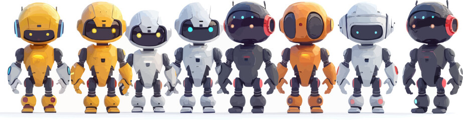 Toy androids on a white background. Vector flat minimalistic isolated illustration.