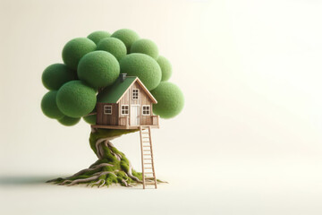 A small tree house. Space for text.