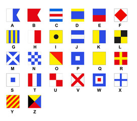 Ensemble des lettres de l'alphabet du Code maritime international	