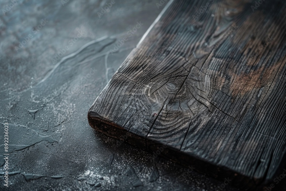 Poster a simple wooden cutting board placed on a flat surface, ready for use