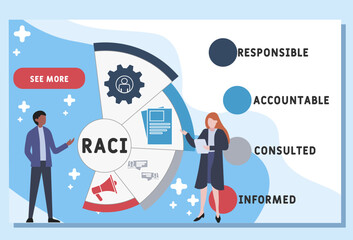 RACI - Responsible, Accountable, Consulted, Informed acronym. business concept background. vector illustration concept with keywords and icons. lettering illustration with icons for web banner, flyer,