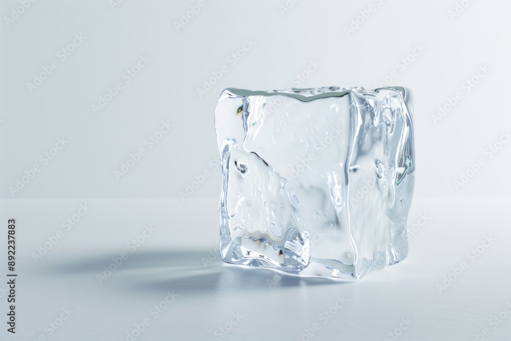 Aufkleber A cube of ice sitting on a flat surface, ready for use in various settings