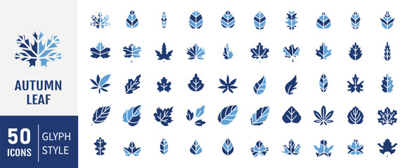 Autumn Leaves icon set. Vector illustration