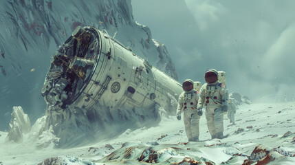 Astronauts in a lunar module