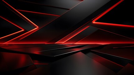 3d rendering of red and black abstract geometric background. Scene for advertising, technology, showcase, banner, game, sport, cosmetic, business, metaverse. Sci-Fi Illustration. Product display