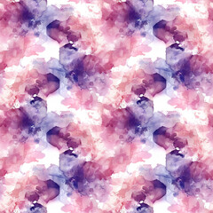 Fototapeta premium Abstract watercolor painting with purple and pink splatters