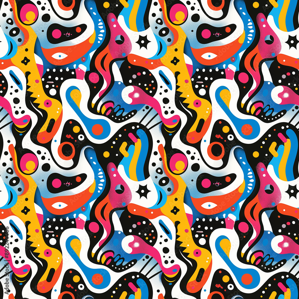 Poster abstract colorful pattern with geometric shapes and stars