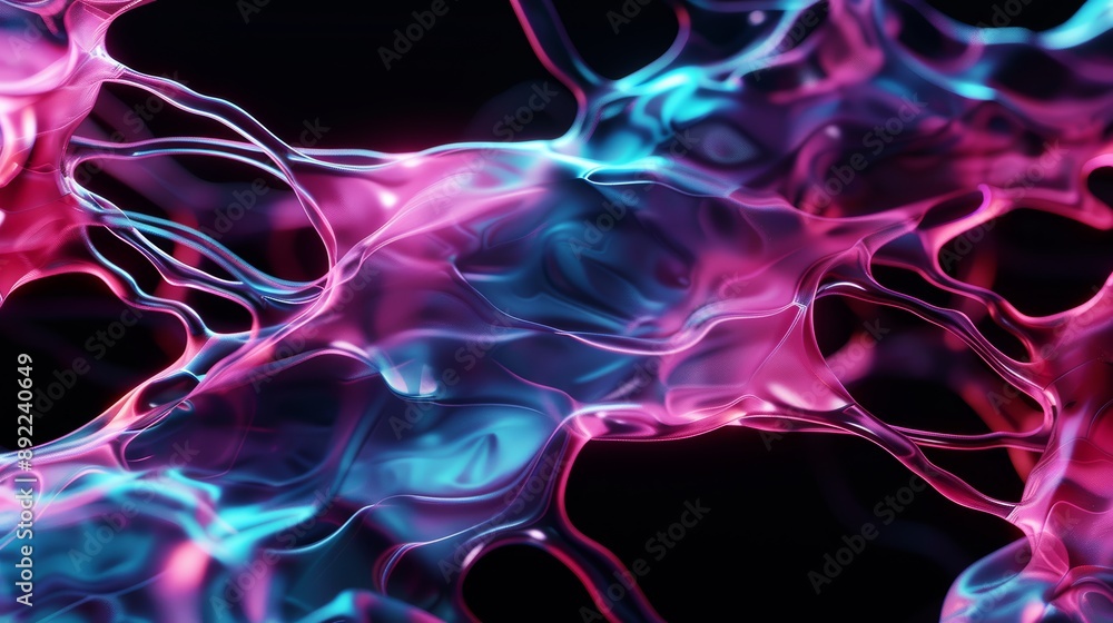 Poster an abstract background with complex, fractal patterns in vibrant neon colors, high-resolution photo,