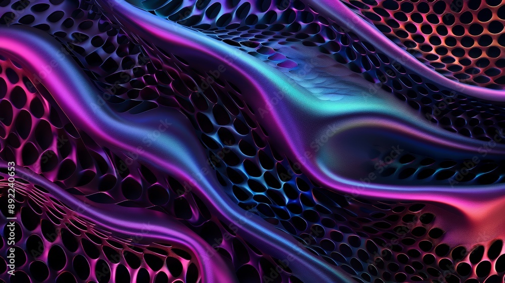 Poster an abstract background with complex, fractal patterns in vibrant neon colors, high-resolution photo,