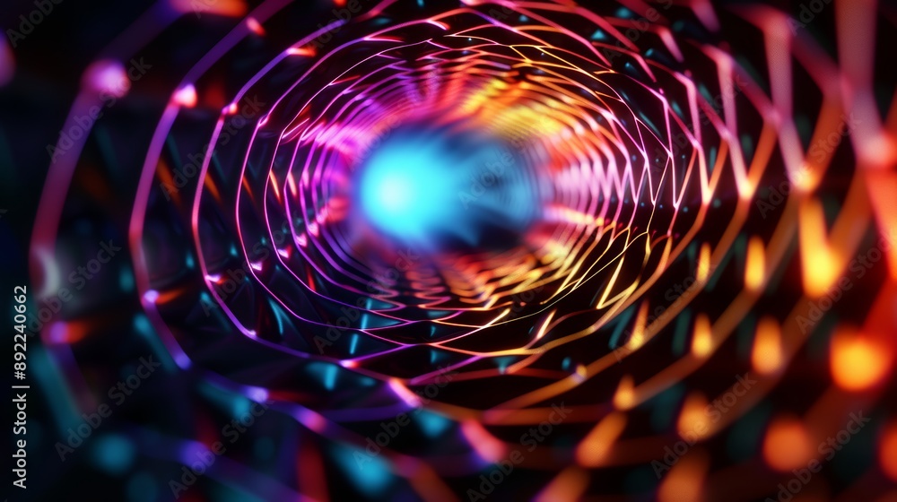 Poster an abstract background with complex, fractal patterns in vibrant neon colors, high-resolution photo,