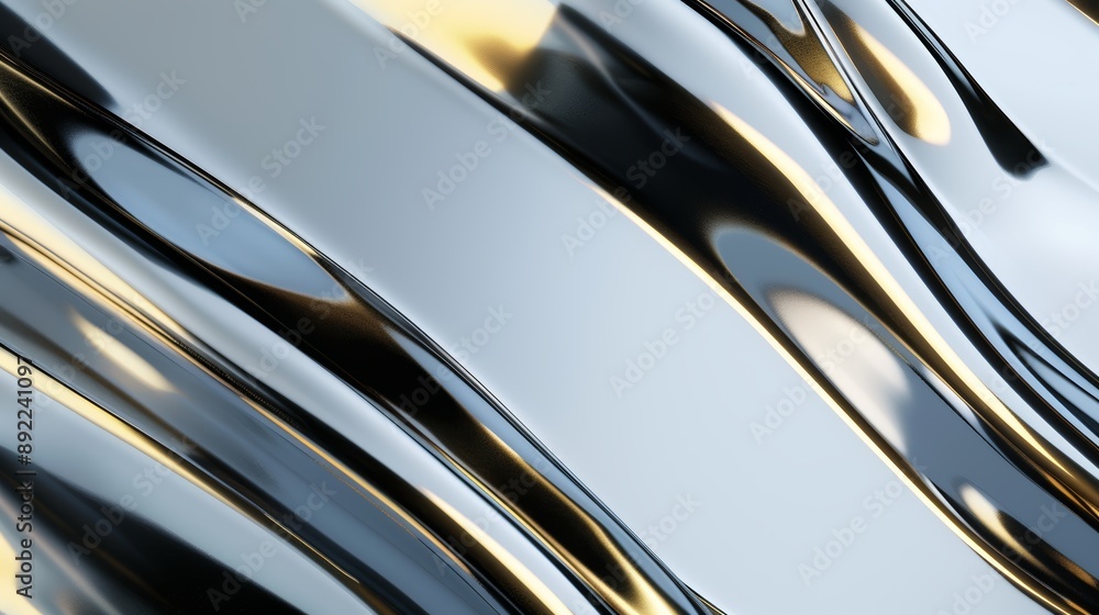 Aufkleber an abstract background with metallic, reflective surfaces creating a futuristic look, high-resolutio