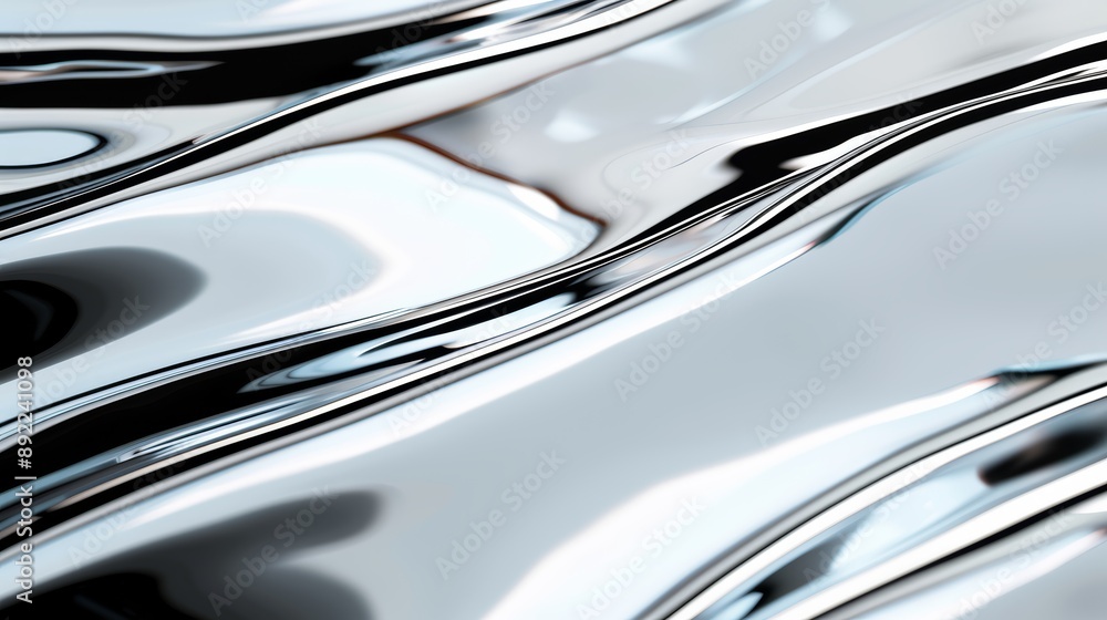 Poster an abstract background with metallic, reflective surfaces creating a futuristic look, high-resolutio