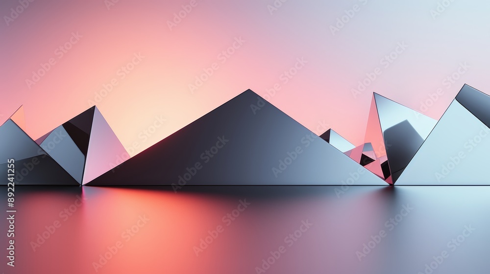 Poster an abstract background with sharp, angular shapes and metallic textures, high-resolution photo, real