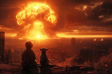 Scene is one of awe and wonder, as the two look on at the destruction