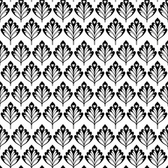 Fototapeta premium Black and white repeating leaf pattern